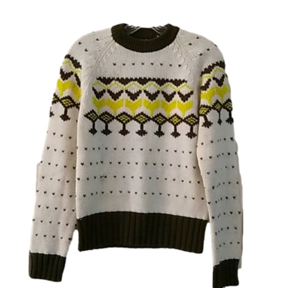 VINTAGE 70's Snowflake Fair Isle Chunky Knit Sweater - Picture 1 of 8